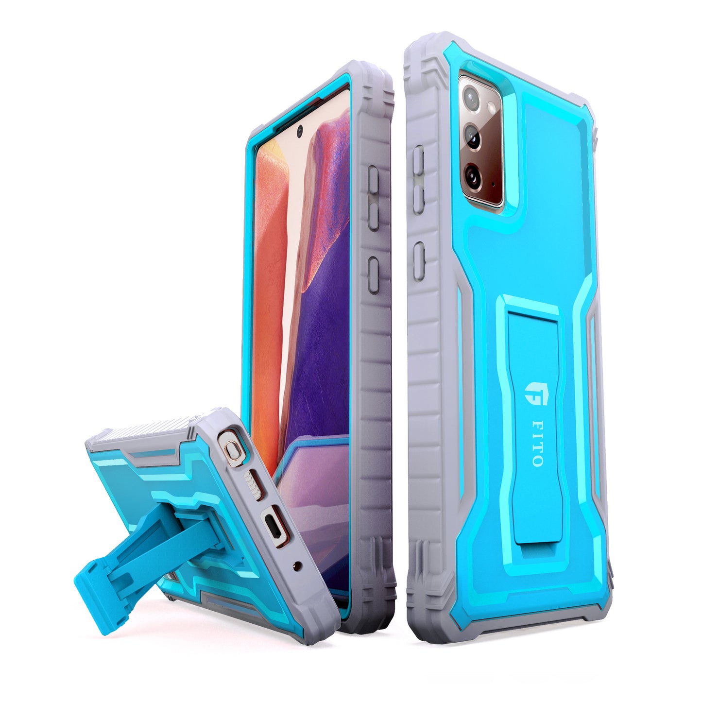 FITO Samsung Galaxy Note 20 Case, Dual Layer Shockproof Heavy Duty Case for Samsung Note 20 5G Phone Without Screen Protector, Built-in Kickstand