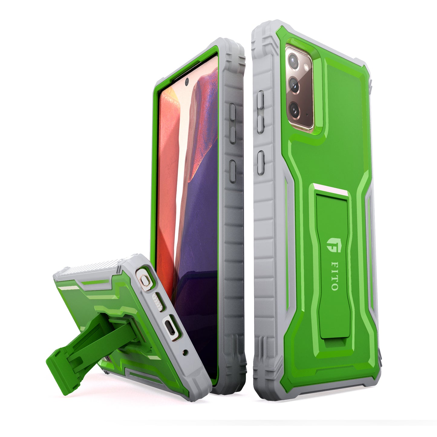 FITO Samsung Galaxy Note 20 Case, Dual Layer Shockproof Heavy Duty Case for Samsung Note 20 5G Phone Without Screen Protector, Built-in Kickstand