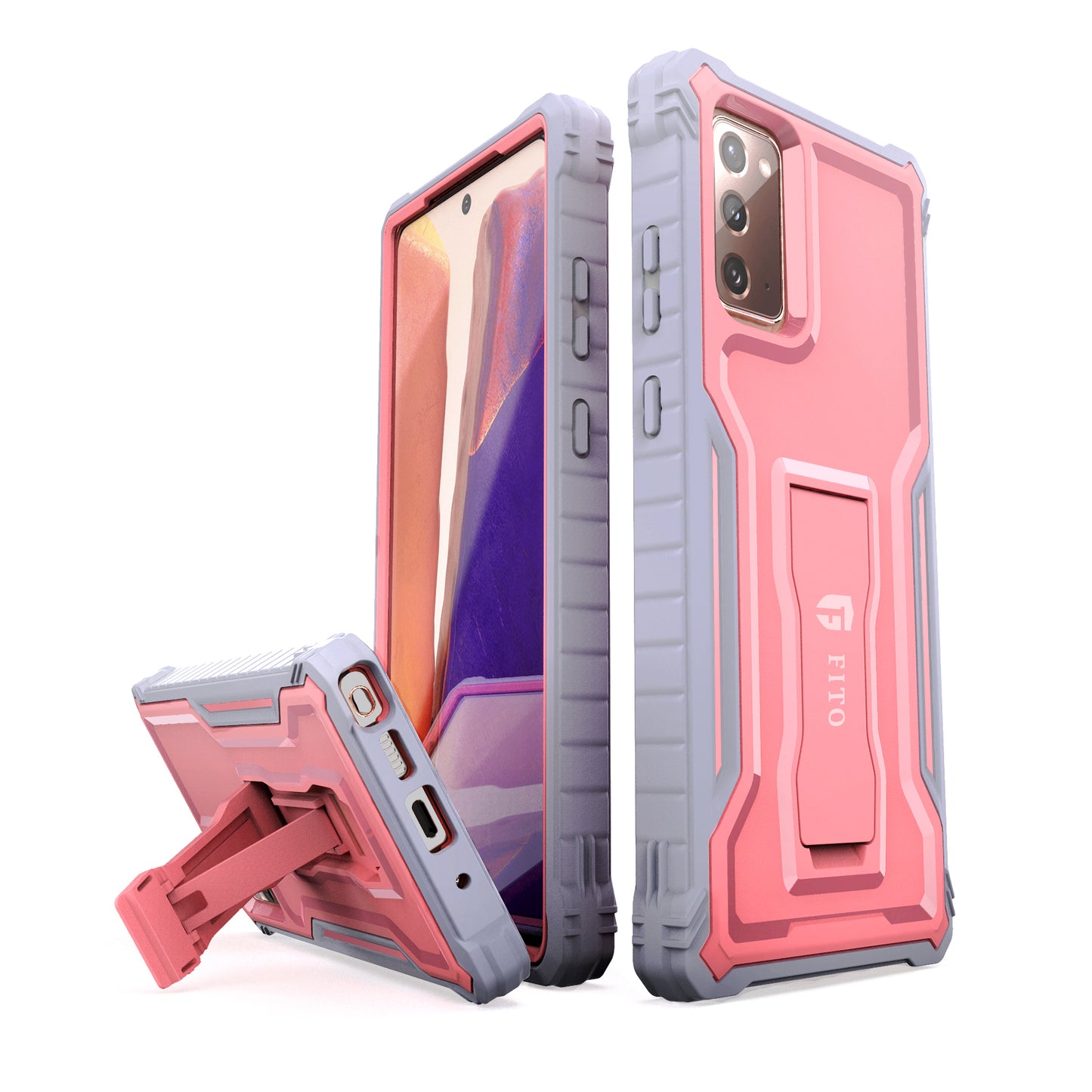 FITO Samsung Galaxy Note 20 Case, Dual Layer Shockproof Heavy Duty Case for Samsung Note 20 5G Phone Without Screen Protector, Built-in Kickstand