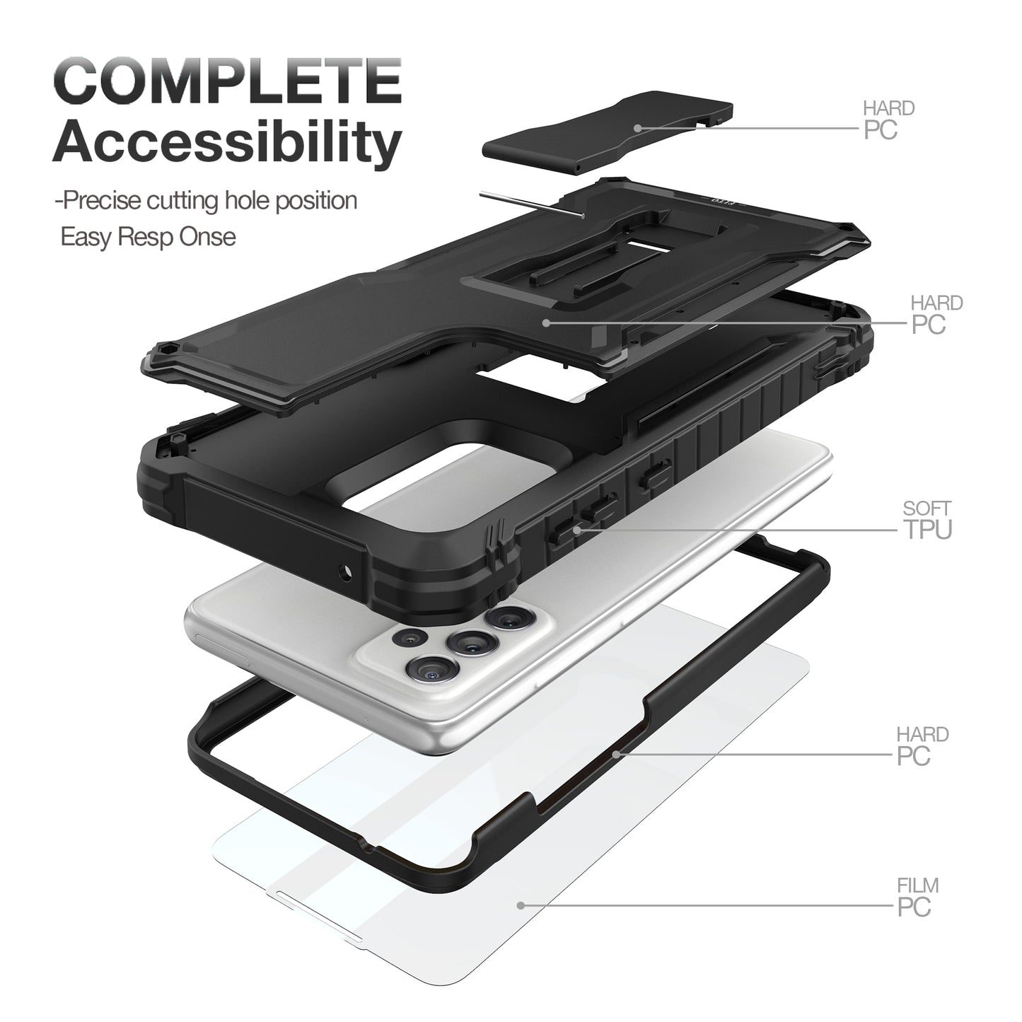 FITO for Samsung Galaxy A72 Case, Dual Layer Shockproof Heavy Duty Case for Samsung A72 5G Phone with Screen Protector, Built-in Kickstand