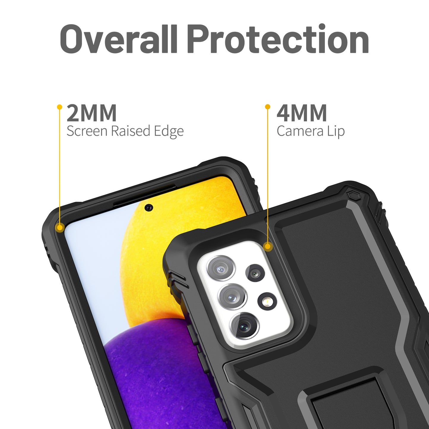 FITO for Samsung Galaxy A72 Case, Dual Layer Shockproof Heavy Duty Case for Samsung A72 5G Phone with Screen Protector, Built-in Kickstand