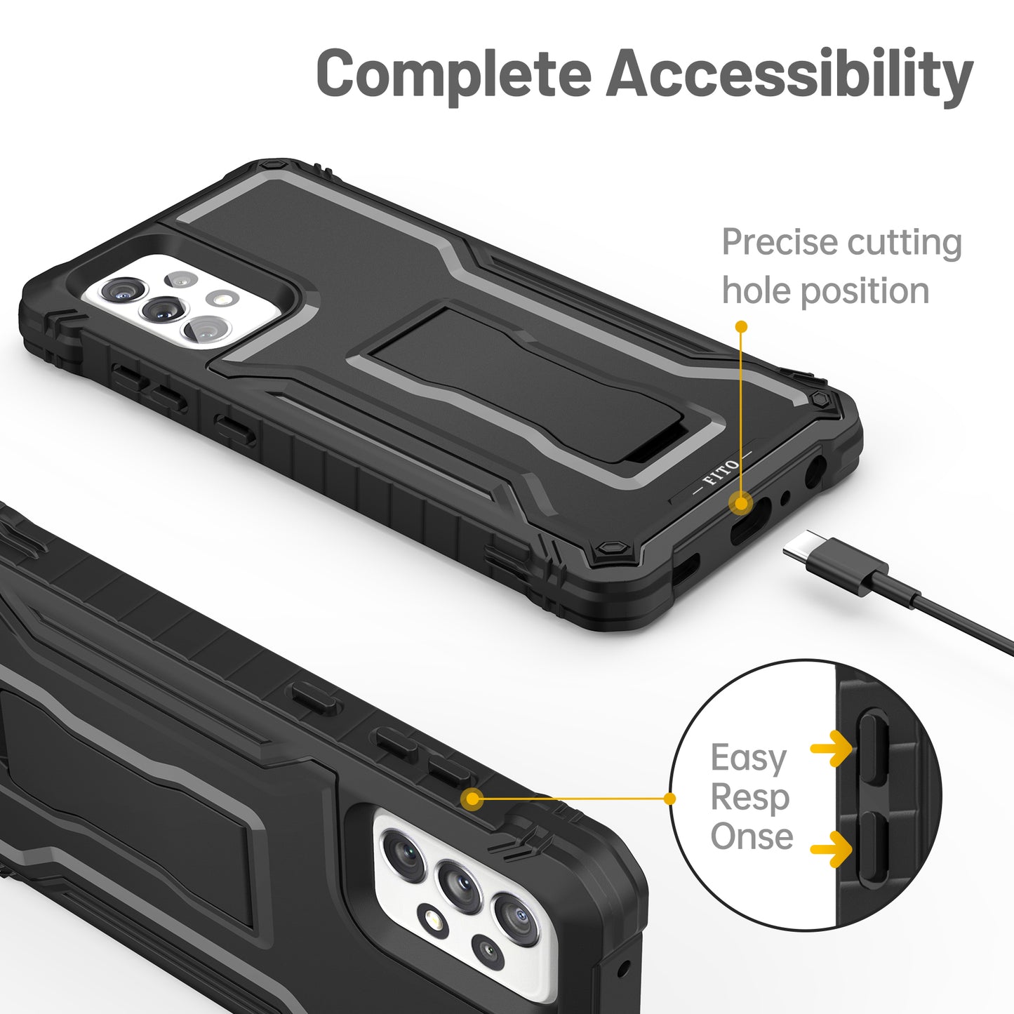 FITO for Samsung Galaxy A72 Case, Dual Layer Shockproof Heavy Duty Case for Samsung A72 5G Phone with Screen Protector, Built-in Kickstand