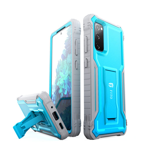 FITO Samsung S20 FE Case, Dual Layer Shockproof Heavy Duty Case for Samsung Galaxy S20 FE 5G Phone with Screen Protector, Built-in Kickstand