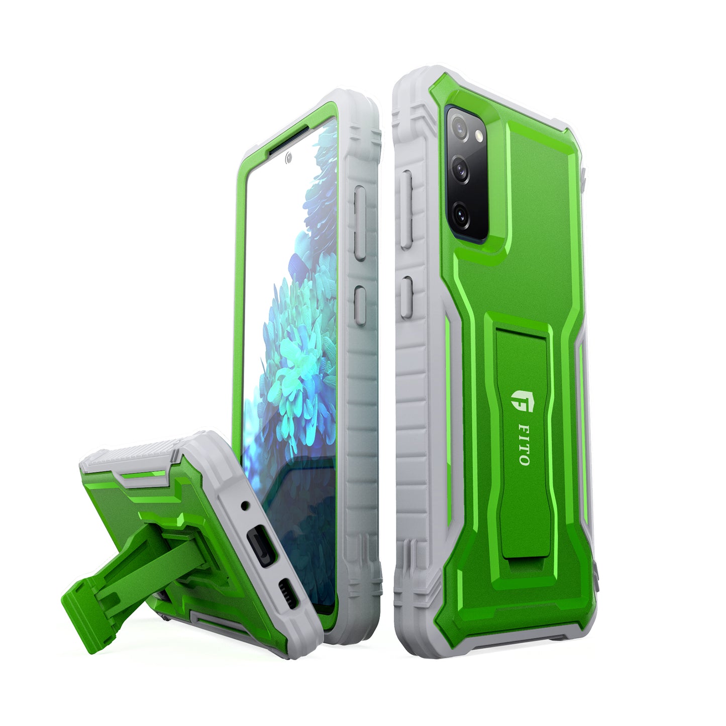 FITO Samsung S20 FE Case, Dual Layer Shockproof Heavy Duty Case for Samsung Galaxy S20 FE 5G Phone with Screen Protector, Built-in Kickstand
