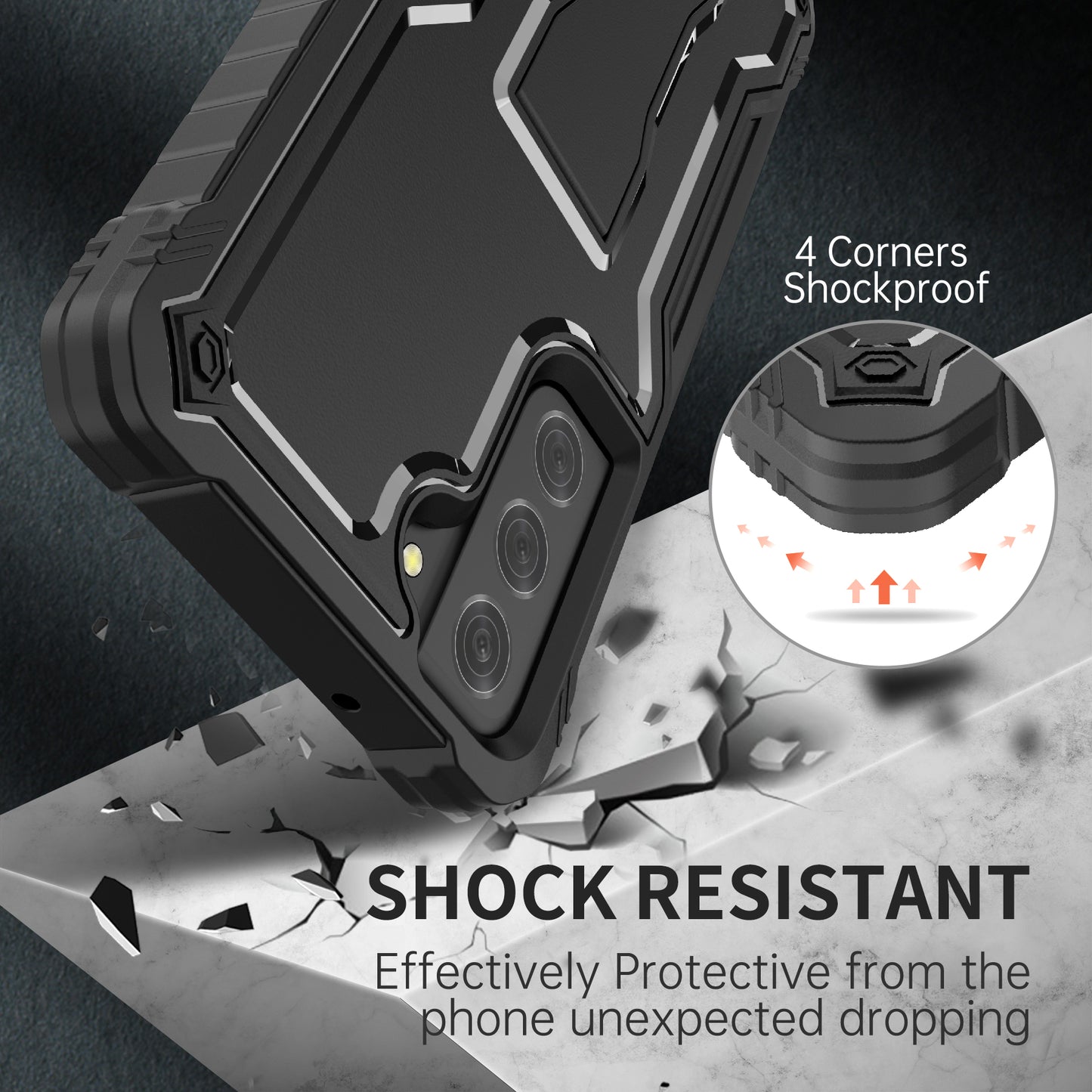 FITO for Samsung Galaxy S21 FE Case, Dual Layer Shockproof Heavy Duty Case for Samsung S21 FE 5G Phone with Screen Protector, Built-in Kickstand
