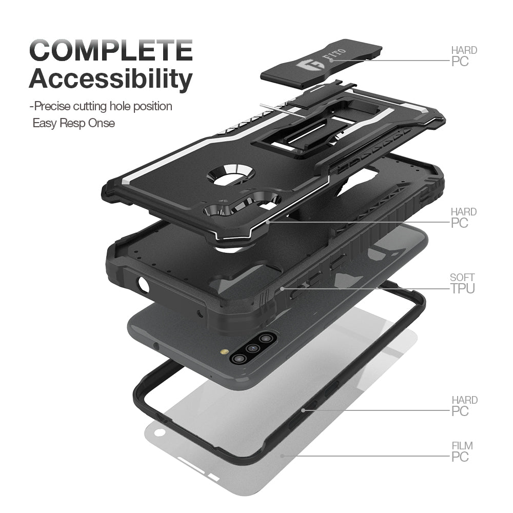 FITO Samsung A11 Case, Dual Layer Shockproof Heavy Duty Case with Screen Protector for Samsung Galaxy A11, Built-in Kickstand