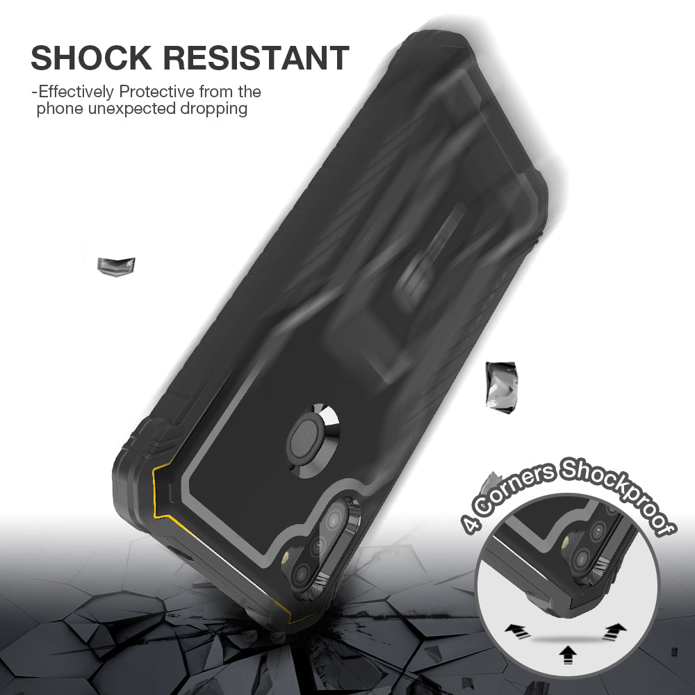 FITO Samsung A11 Case, Dual Layer Shockproof Heavy Duty Case with Screen Protector for Samsung Galaxy A11, Built-in Kickstand