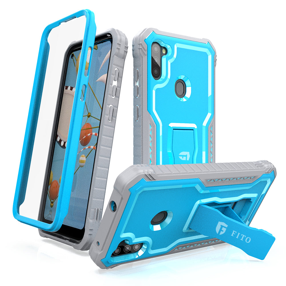 FITO Samsung A11 Case, Dual Layer Shockproof Heavy Duty Case with Screen Protector for Samsung Galaxy A11, Built-in Kickstand