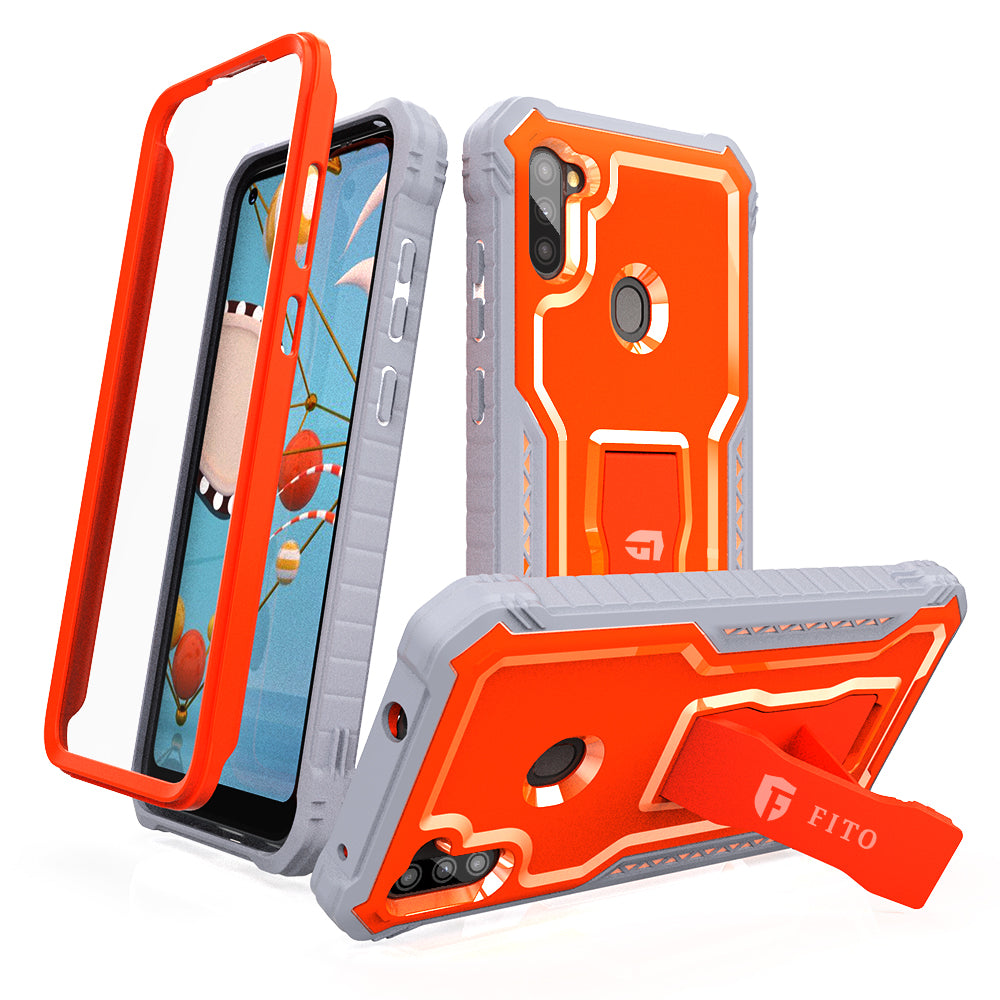 FITO Samsung A11 Case, Dual Layer Shockproof Heavy Duty Case with Screen Protector for Samsung Galaxy A11, Built-in Kickstand