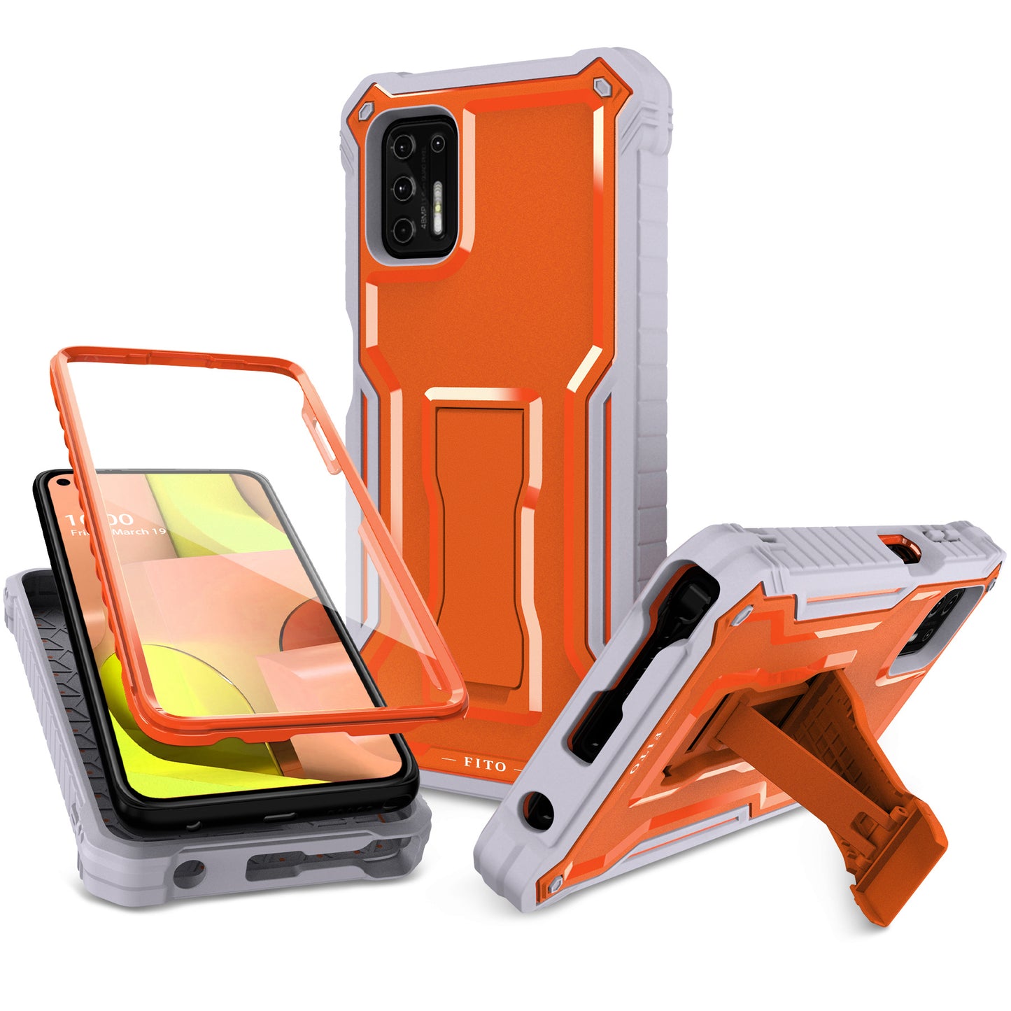 FITO for Moto G Stylus 2021 Case, Dual Layer Shockproof Heavy Duty Case for Motorola G Stylus 2021 Phone with Screen Protector, Built-in Kickstand