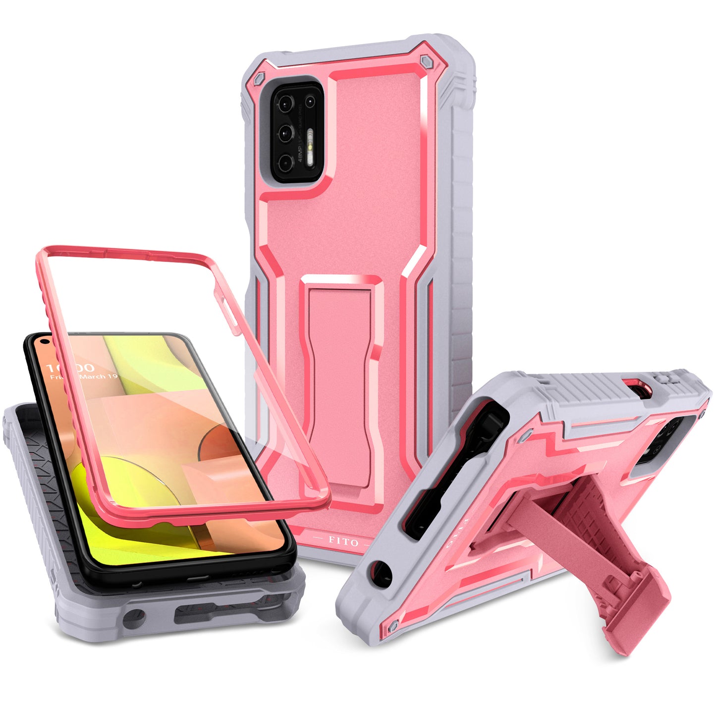 FITO for Moto G Stylus 2021 Case, Dual Layer Shockproof Heavy Duty Case for Motorola G Stylus 2021 Phone with Screen Protector, Built-in Kickstand