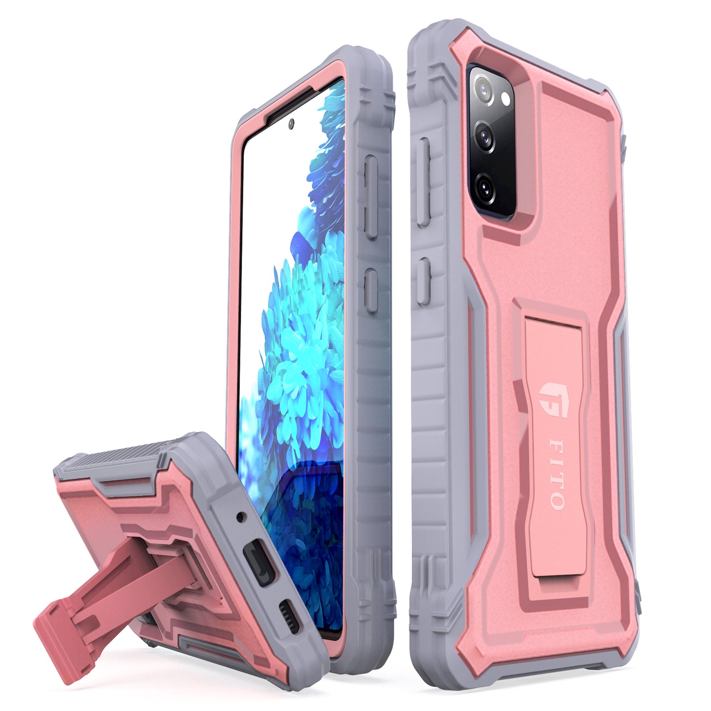 FITO Samsung S20 FE Case, Dual Layer Shockproof Heavy Duty Case for Samsung Galaxy S20 FE 5G Phone with Screen Protector, Built-in Kickstand