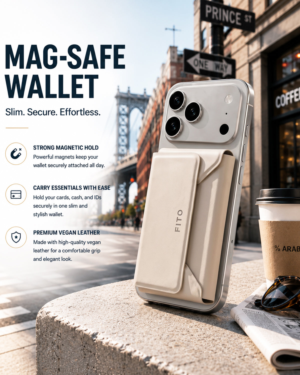 FITO for Magsafe Wallet, Multi-Layer Folding Design 6 Card Holder, Magnetic Phone Wallet for iPhone 17e/17/16/15/14/13/12 (Not for 13/12 Mini)