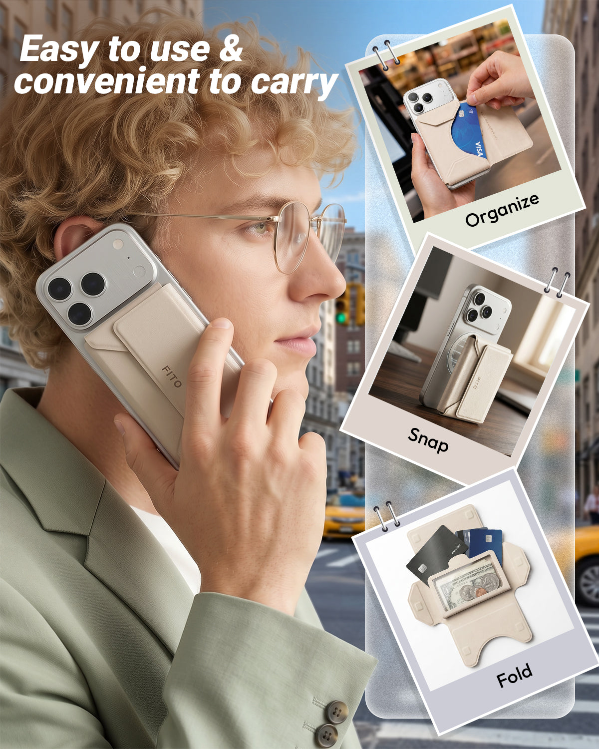FITO for Magsafe Wallet, Multi-Layer Folding Design 6 Card Holder, Magnetic Phone Wallet for iPhone 17e/17/16/15/14/13/12 (Not for 13/12 Mini)