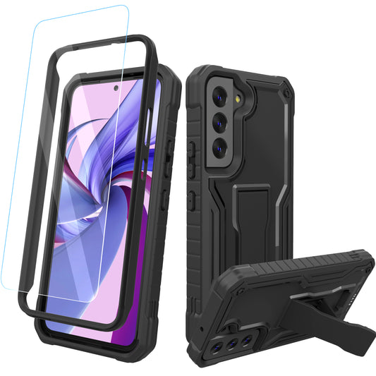FITO for Samsung Galaxy S22 Case, Dual Layer Shockproof Heavy Duty Case for Samsung S22 5G Phone with Screen Protector, Built in Kickstand