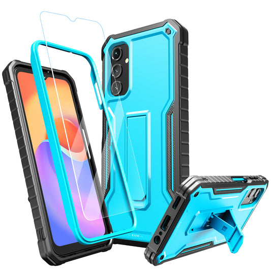 FITO for Samsung Galaxy A14 5G Case, Dual Layer Shockproof Heavy Duty Case for Samsung A14 Phone with a Glass Screen Protector, Built in Kickstand