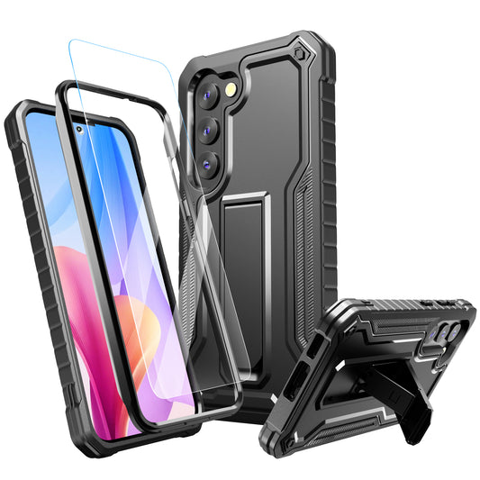 FITO Samsung Galaxy S23 Case, Dual Layer Shockproof Heavy Duty with Screen Protector & Kickstand