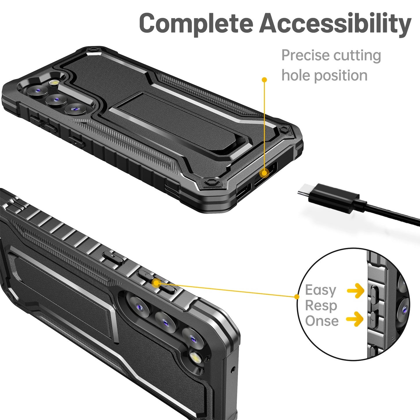 FITO Samsung Galaxy S23 Case, Dual Layer Shockproof Heavy Duty with Screen Protector & Kickstand