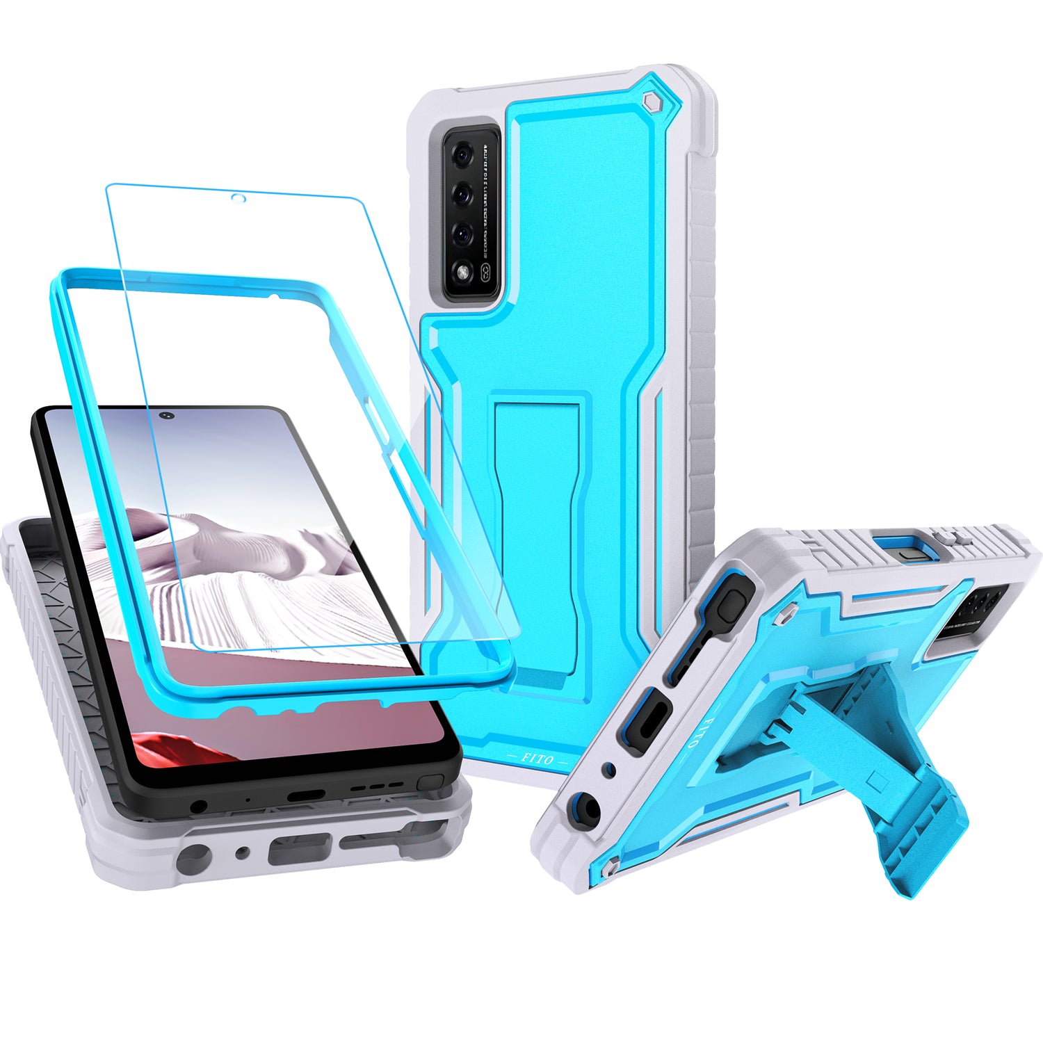 FITO for TCL Stylus 5G Case, Dual Layer Shockproof Heavy Duty Case for TCL Stylus 5G Phone with Screen Protector, Built-in Kickstand FITO for TCL Stylus 5G Case, Dual Layer Shockproof Heavy Duty Case for TCL Stylus 5G Phone with Screen Protector, Built-in Kickstand