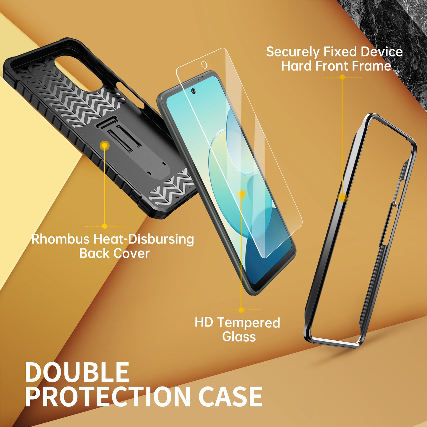 FITO for Moto G 2022 Case, Dual Layer Shockproof Heavy Duty Case for Moto G 2022 Phone with Screen Protector, Built-in Kickstand