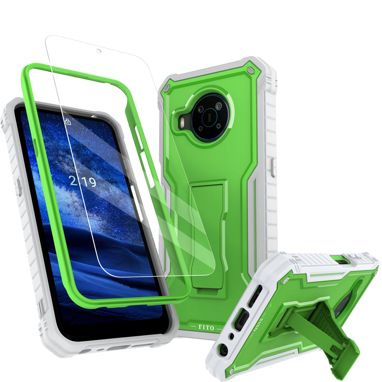 FITO for Nokia X100 Case, Dual Layer Shockproof Heavy Duty Case for Nokia X100 Phone with Screen Protector, Built-in Kickstand