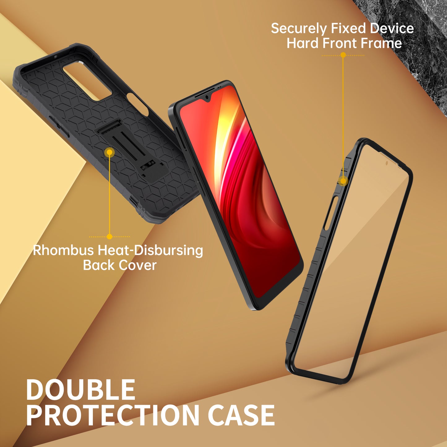 FITO for T-Mobile REVVL V Plus 5G Case, Dual Layer Shockproof Heavy Duty Case for T-Mobile REVVL V Plus 5G Phone with Screen Protector, Built in Kickstand