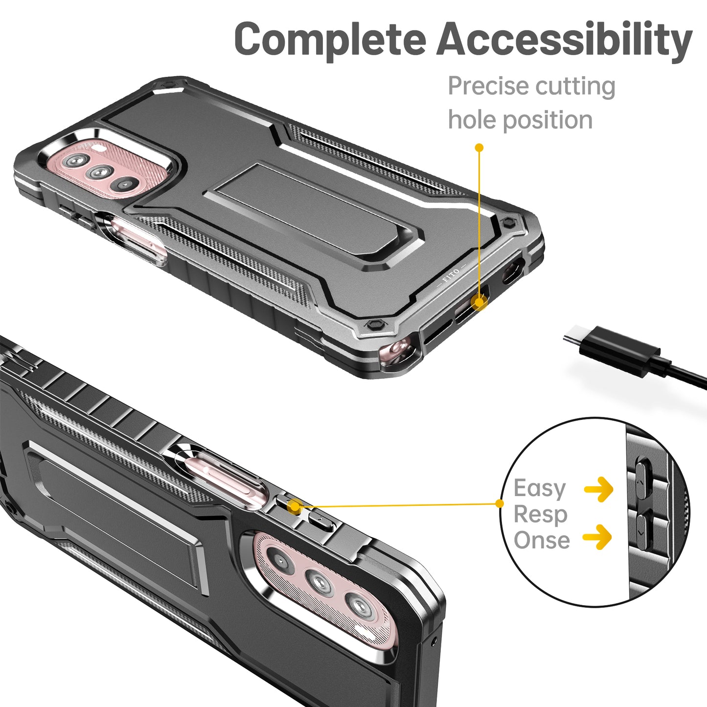 FITO for Moto G Stylus 2022 Case, Dual Layer Shockproof Heavy Duty Case for Moto G Stylus 2022 Phone with Screen Protector, Built-in Kickstand