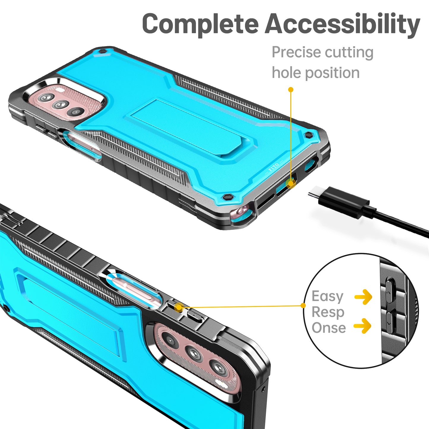 FITO for Moto G Stylus 5G 2022 Case(Only for 5G Version), Dual Layer Shockproof Heavy Duty Case with Screen Protector, Built-in Kickstand