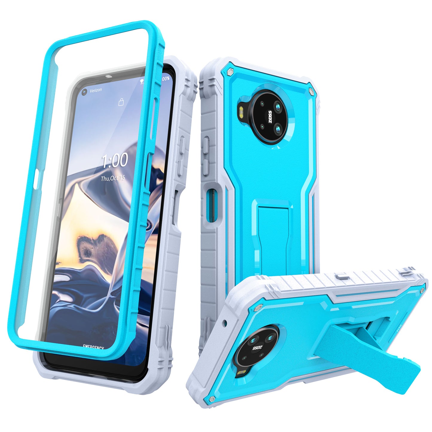 FITO for Nokia 8 V 5G UW Case, Compatible with Nokia 8.3 Phone, Dual Layer Shockproof Heavy Duty Case with Screen Protector, Built-in Kickstand