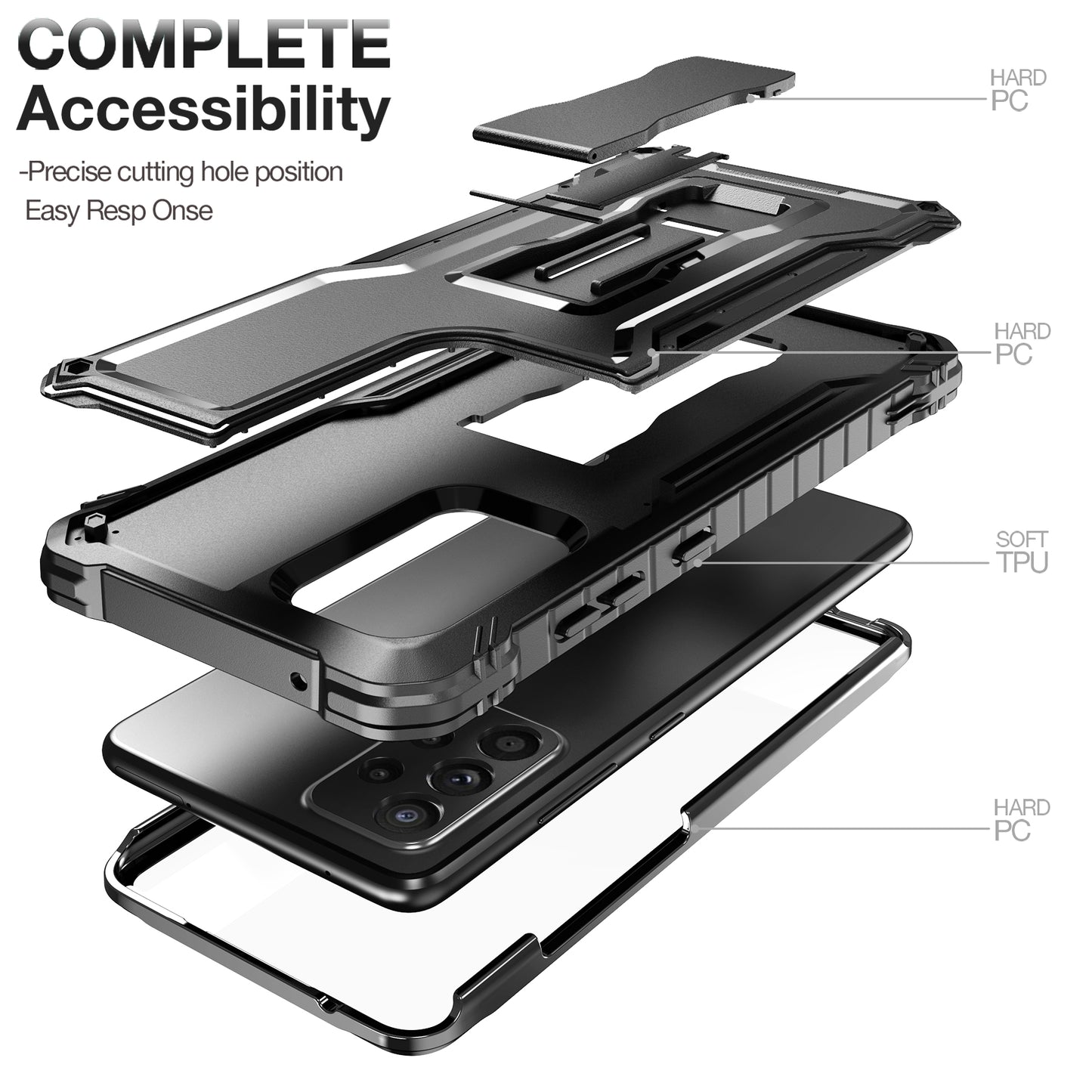 FITO Samsung A52 Case Built in Screen Protector, Dual Layer Shockproof Heavy Duty Case with Kickstand Compatible with Samsung Galaxy A52 Phone