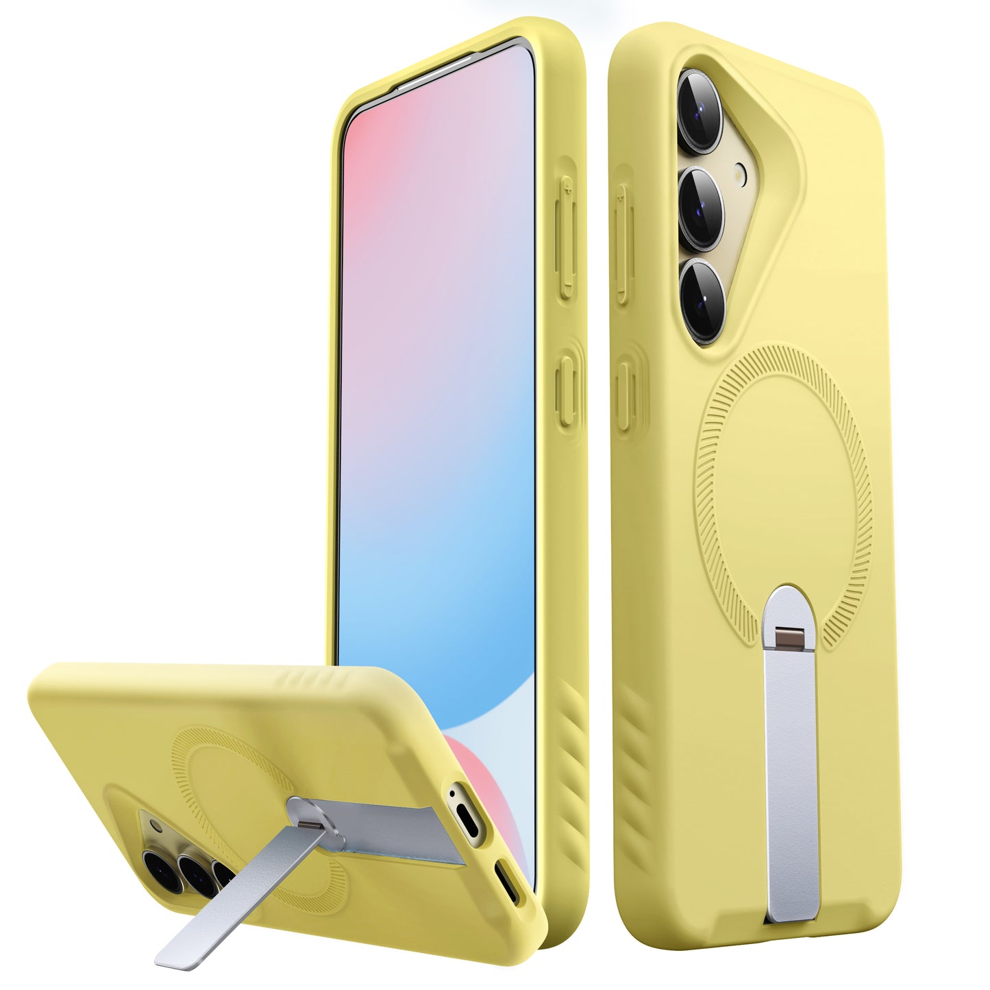 FITO for Samsung Galaxy S25 Case [ Rotatable Kickstand | Soft Anti-Scratch Microfiber Lining | Compatible with MagSafe] Silicone Phone Cover