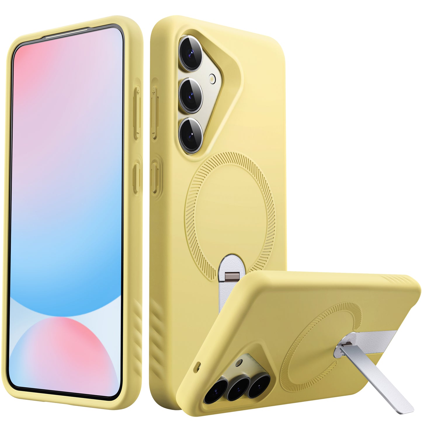 FITO for Samsung Galaxy S25 Case [ Rotatable Kickstand | Soft Anti-Scratch Microfiber Lining | Compatible with MagSafe] Silicone Phone Cover