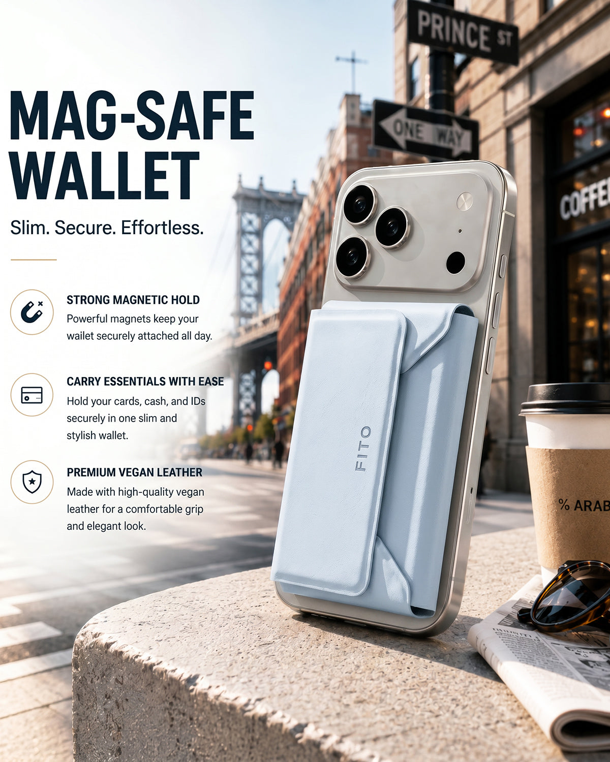 FITO for Magsafe Wallet, Multi-Layer Folding Design 6 Card Holder, Magnetic Phone Wallet for iPhone 17e/17/16/15/14/13/12 (Not for 13/12 Mini)