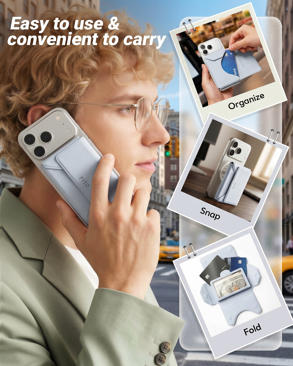 FITO for Magsafe Wallet, Multi-Layer Folding Design 6 Card Holder, Magnetic Phone Wallet for iPhone 17e/17/16/15/14/13/12 (Not for 13/12 Mini)