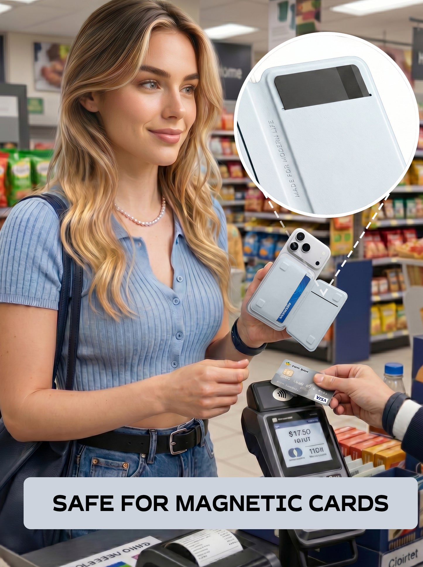 FITO for MagSafe Wallet Stand, 3 Card Holder, RFID Blocking, Magnetic Phone Wallet for iPhone 17e/17/16/15/14/13/12 (Not for 13/12 Mini)