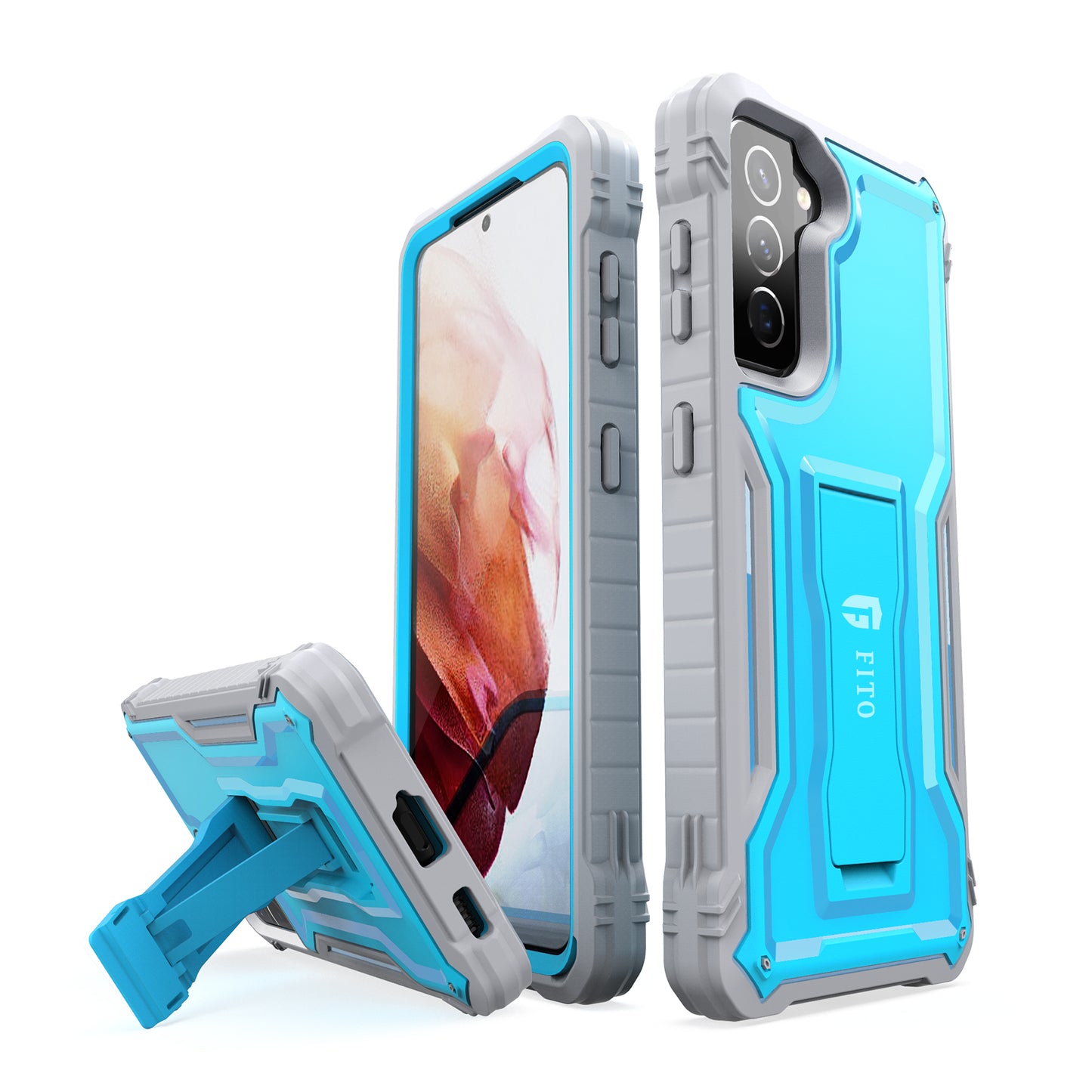 FITO for Samsung Galaxy S21 5G Case, Dual Layer Shockproof Heavy Duty Case for Samsung S21 5G Phone Built-in Kickstand, Without Screen Protector