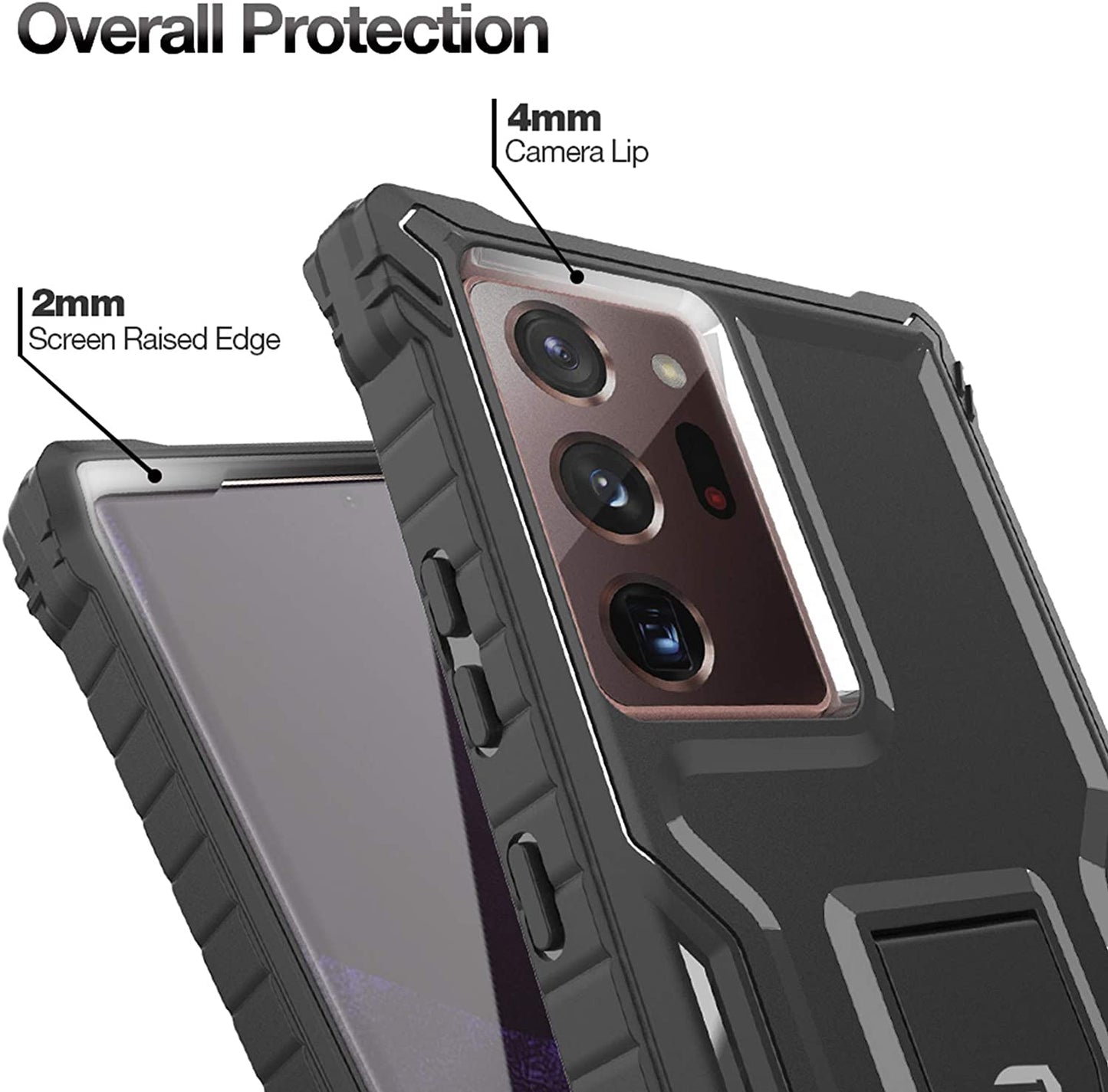 FITO Samsung Galaxy Note 20 Ultra Case, Dual Layer Shockproof Heavy Duty Case for Samsung Note 20 Ultra 5G Phone Without Screen Protector, Built-in Kickstand