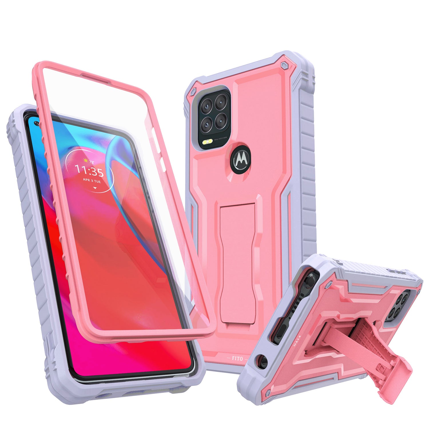 Motorola Moto G Stylus 5G Case With 3 Tempered Glass Screen Protectors - Clear