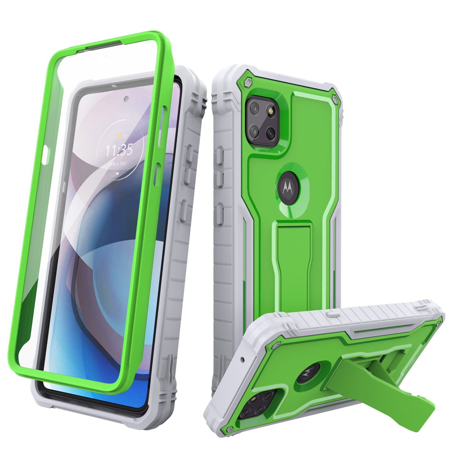 FITO for Moto One 5G ACE Case, Dual Layer Shockproof Heavy Duty Case for Motorola One 5G ACE Phone with Screen Protector, Built-in Kickstand