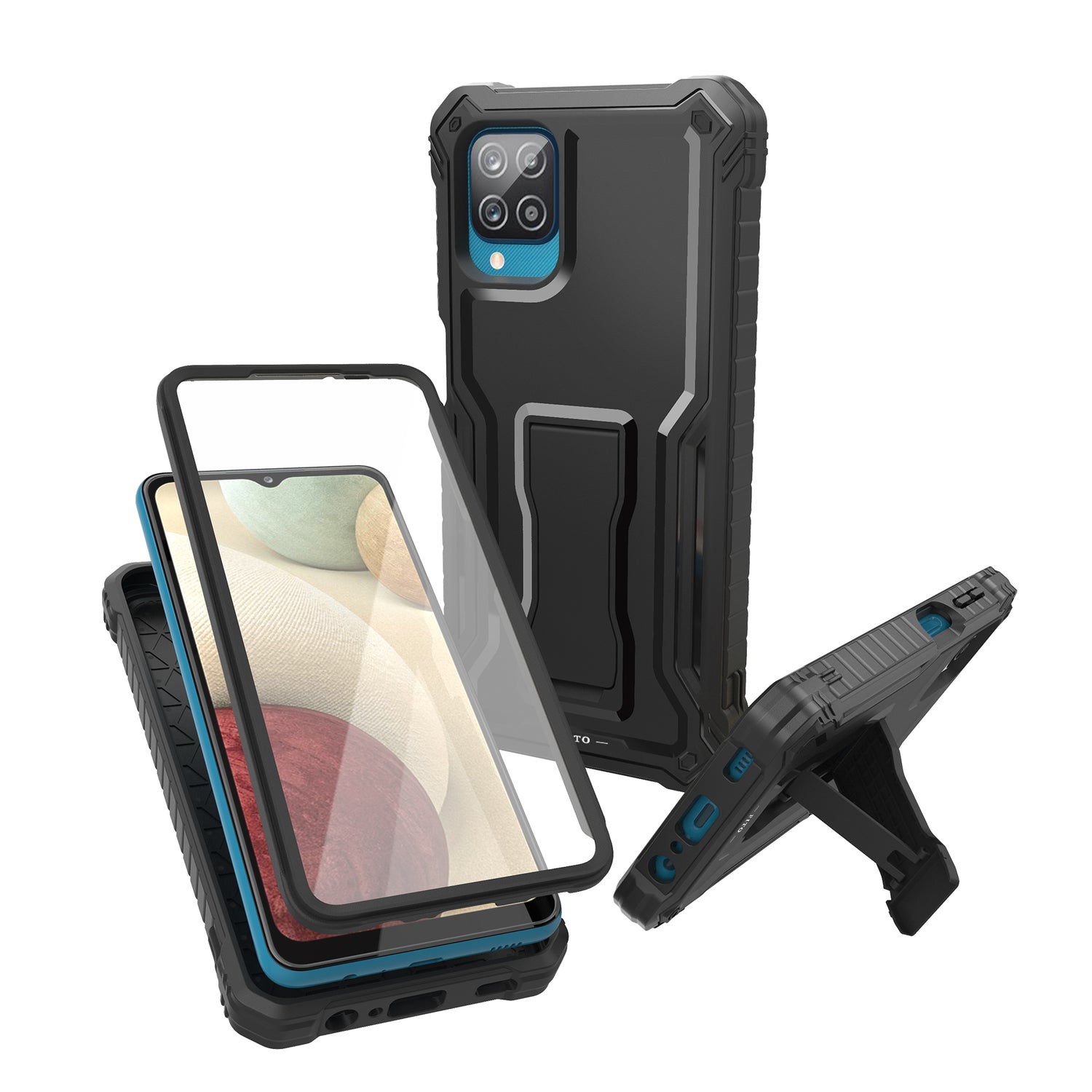 FITO Samsung Galaxy A12 Case, Dual Layer Shockproof Heavy Duty Case with Screen Protector for Samsung A12 Phone, Built-in Kickstand FITO Samsung Galaxy A12 Case, Dual Layer Shockproof Heavy Duty Case with Screen Protector for Samsung A12 Phone, Built-in Kickstand