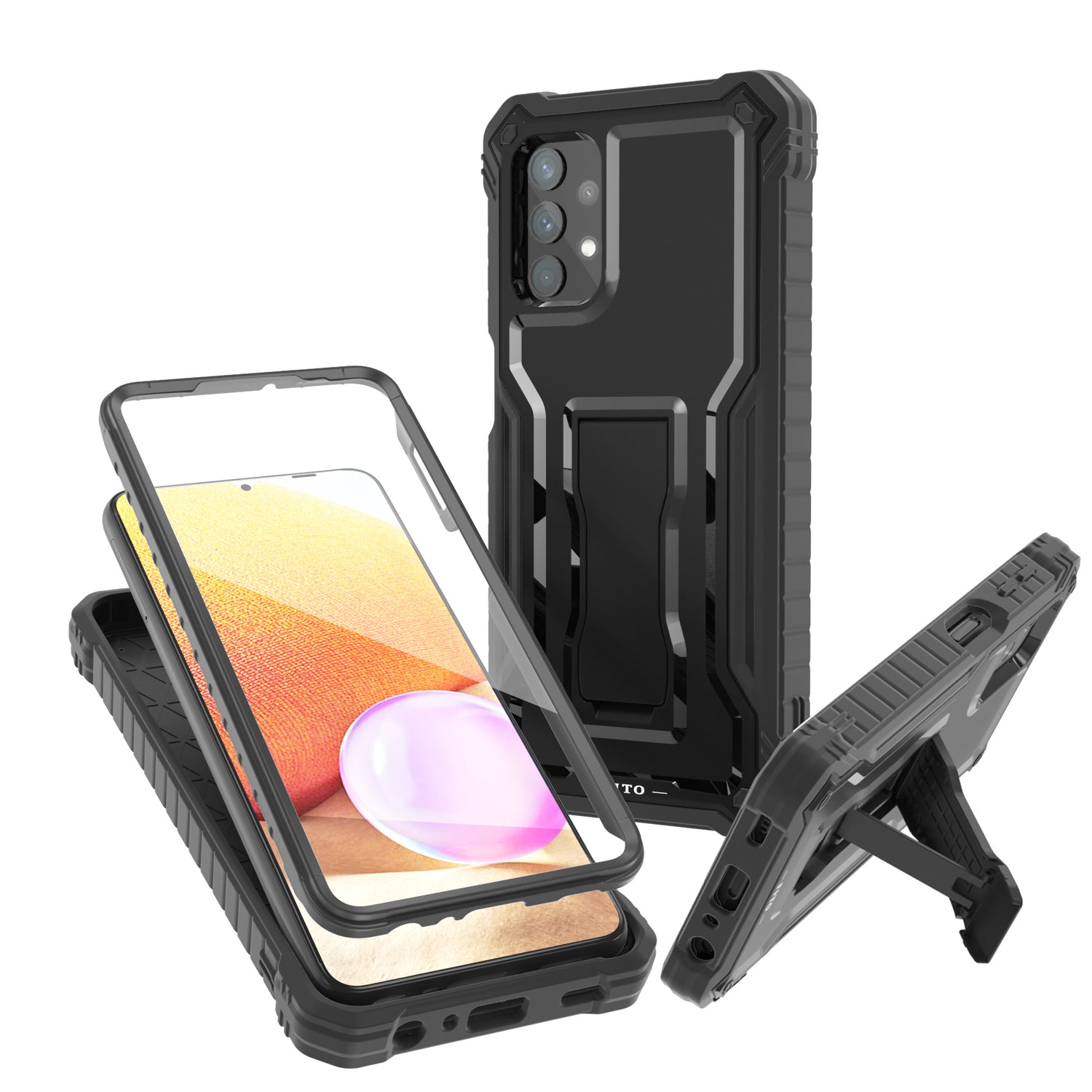 FITO for Samsung Galaxy A32 5G Case, Dual Layer Shockproof Heavy Duty Case for Samsung A32 5G Phone with Screen Protector, Built-in Kickstand FITO for Samsung Galaxy A32 5G Case, Dual Layer Shockproof Heavy Duty Case for Samsung A32 5G Phone with Screen Protector, Built-in Kickstand