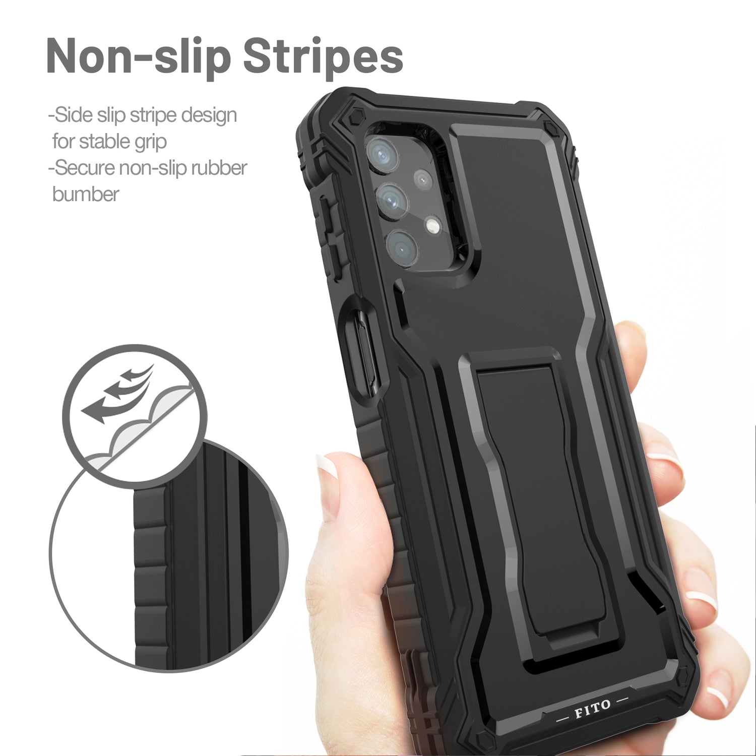 FITO for Samsung Galaxy A32 5G Case, Dual Layer Shockproof Heavy Duty Case for Samsung A32 5G Phone with Screen Protector, Built-in Kickstand FITO for Samsung Galaxy A32 5G Case, Dual Layer Shockproof Heavy Duty Case for Samsung A32 5G Phone with Screen Protector, Built-in Kickstand