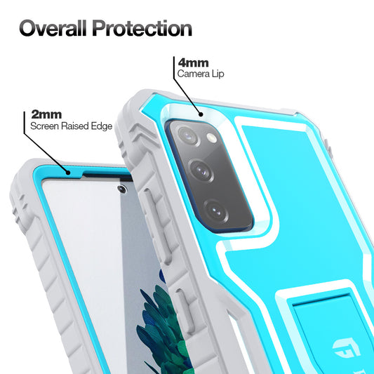 FITO Samsung S20 FE Case, Dual Layer Shockproof Heavy Duty Case for Samsung Galaxy S20 FE 5G Phone with Screen Protector, Built-in Kickstand