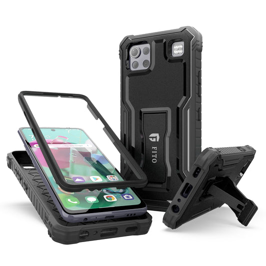 FITO LG K92 5G Case, Dual Layer Shockproof Heavy Duty Case with Screen Protector for LG K92 5G Phone, Built-in Kickstand