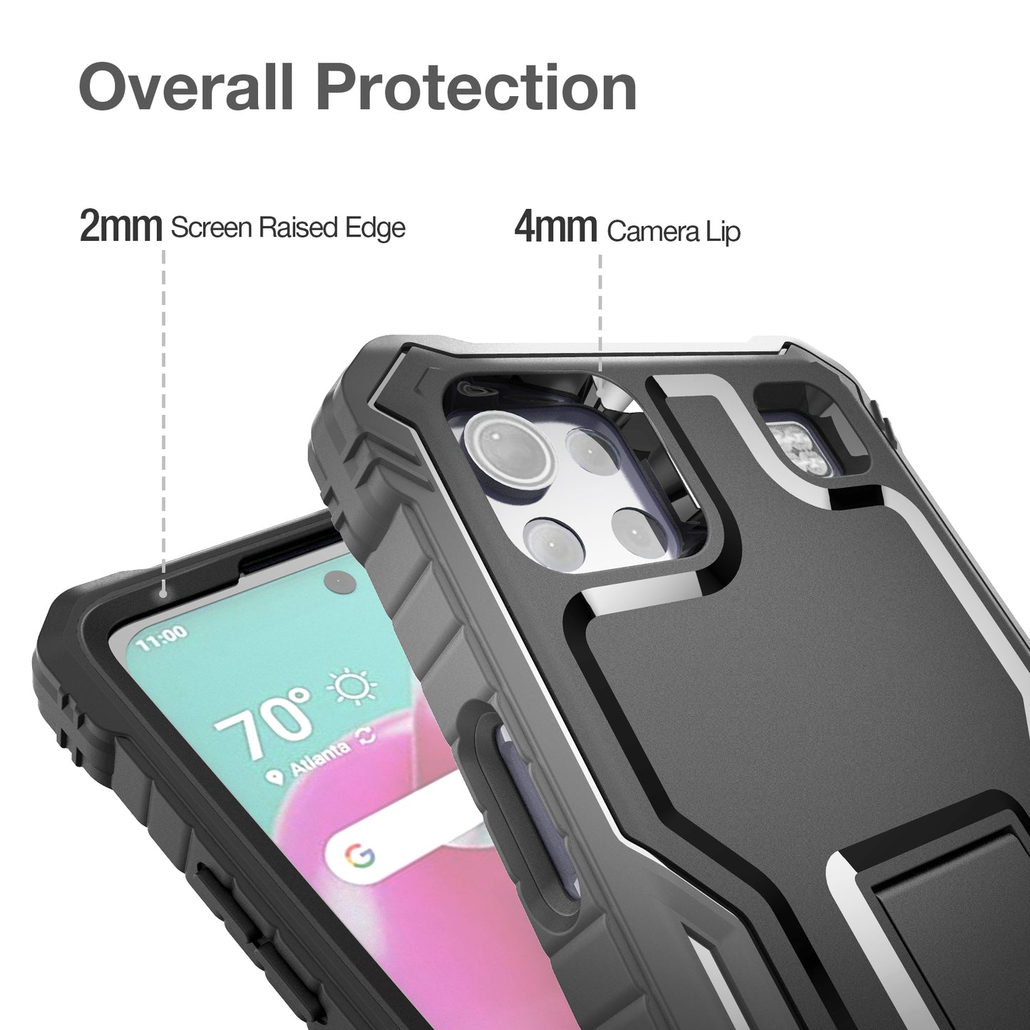 FITO LG K92 5G Case, Dual Layer Shockproof Heavy Duty Case with Screen Protector for LG K92 5G Phone, Built-in Kickstand